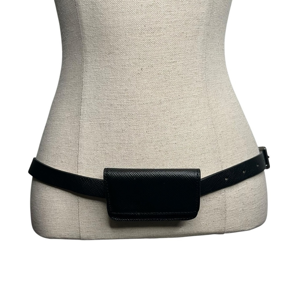 Club Monaco Black 100% Cow Leather Purse Belt Women’s Size Medium - Picture 4 of 12